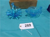 2 Blue Glass Pieces