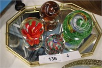 4PC COLLECTION OF MURANO PAPERWEIGHTS