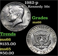 1982-p Kennedy Half Dollar 50c Grades GEM+ Unc