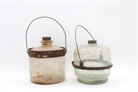 (2) Antique Glass Kerocene Jugs