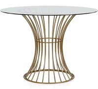 *Tempered Glass Round Top Dining Table