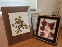 Art. Leaves and Bird Print. Glen Loates. Fall.