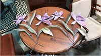 Pair of metal irises wall art, 28 inches tall 23