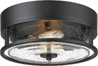 HWH Fluah Mount Light Fixture with Seeded Glass Sh