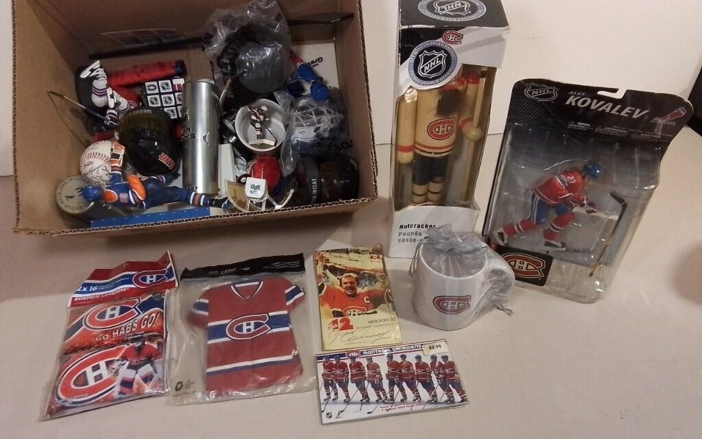 Box Of Hockey Collectibles Incl. Many Canadiens