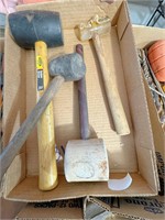 3 rubber hammer & 1 raw hide hammer