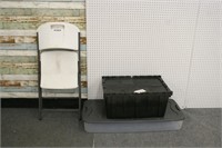 Storage Totes x 2 & Folding Chair