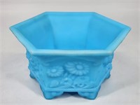 FENTON BLUE SATIN GLASS DISH