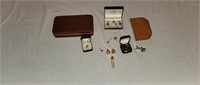 Gold Filled Cuff Links, Pins and Jewelry Box