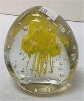 Beautiful yellow jellyfish paperweight 4 1/2