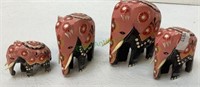 Lot of four hand carved and hand painted elephant