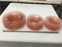 27 Pink glass plates