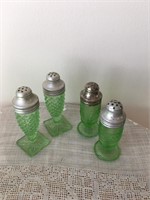 Vintage Depression Green Glass Shakers