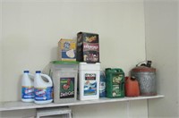 Oil, Clorox, Oil Dry + Fuel Cans