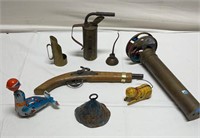 Vintage Key wind Toys, Vintage Brass , Wooden G