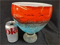 Art Deco footed glass bowl, multi color