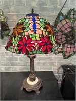 Red rose, design stained glass lamp
