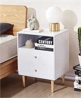 GDLMA Night Stand, End Table with Two Drawers,