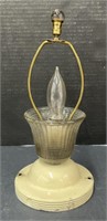 (F) Vintage Glass Table Lamp With White Metal