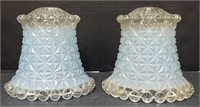 (F) Vintage Frosted Blue Crystal Lamp Shades. 6 x