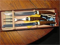 Very Nice Stag Handle Carving Set