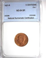 1921-R 5 Centesimi NNC MS64 BR ITALY