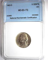 1962-D Nickel NNC MS66+ FS