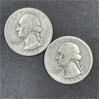 (2) 1944 Washington Silver Quarters