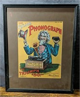 Framed Edison Phonograph /Uncle Sam Promotional