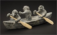 JOE TALIRUNILI, INUIT, Three Hunters in a Canoe, c