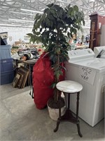 Artificial tree and marble top stand