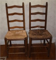 (D) Pair of Ladder Back Cane Bottom Chairs
