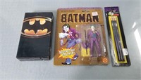 Batman VHS movie  Joker Figure and Pencils