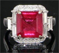 14kt Gold 7.04 ct Ruby & Diamond Ring