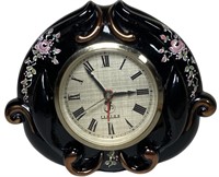 Fenton Hand-Painted Black Glass Clock