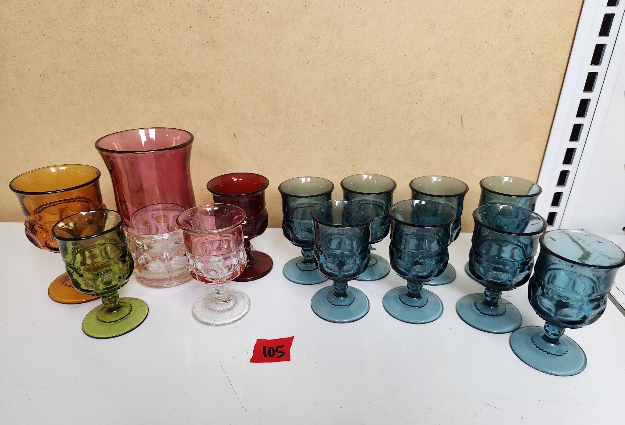 LG Lot of Vintage Multi-Colored Glassware