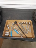 Assorted tools and air gauges,