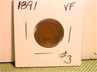 1891 Indian Head Cent VF
