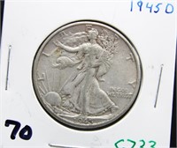 1945 D WALKING LIBERTY HALF DOLLAR COIN