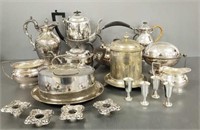 Group of assorted silverplate serving pieces