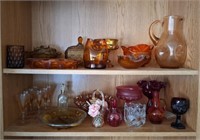 Red, Amber, Orange Glassware, Crackle Glass