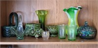 Green Glass, Art Glass, Carnival Glass