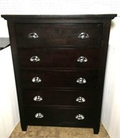 Contemporary Five Drawer Black Chest