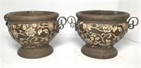 Pair of Pottery Double Handled Planters