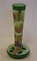 Edwardian hand painted glass vase