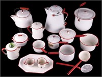 Antique Red & White Granitware Set