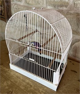 White Metal Bird Cage 9" x 14" x 16"