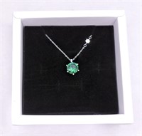 Sterling Silver 10.0mm Emerald Necklace
