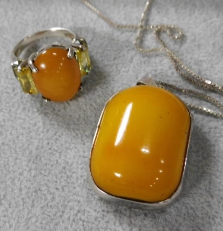 Butterscotch Amber and Sterling Silver Jewelry.