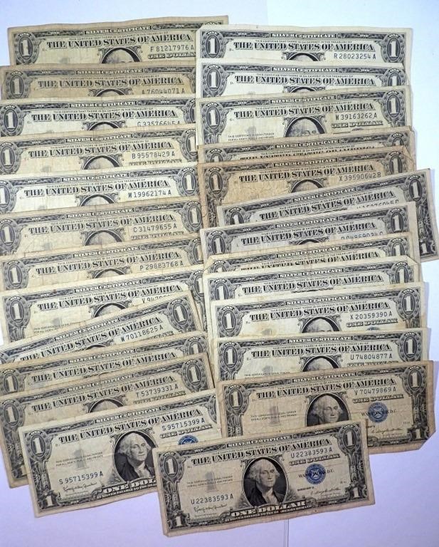 (25) $1 SILVER CERTIFICATES - MIXED LOT